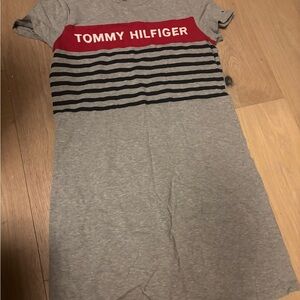 Tommy Hilfiger  Gray Tee with Red and Black Stripes